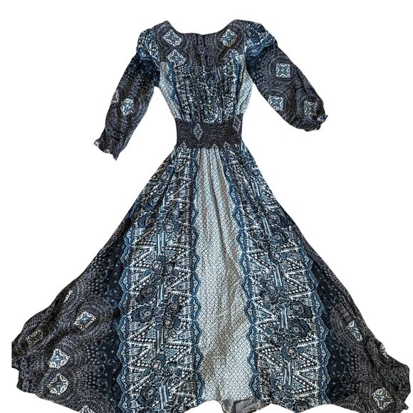 Free People Rare Mexicali Rose Print Maxi Dress Black Size Small - Picture 6 of 12